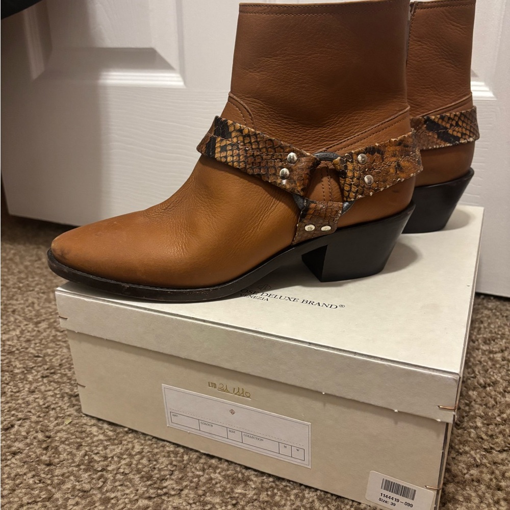 Golden Goose Bretagne Women’s Ankle Boots 39 9 Cognac Snake